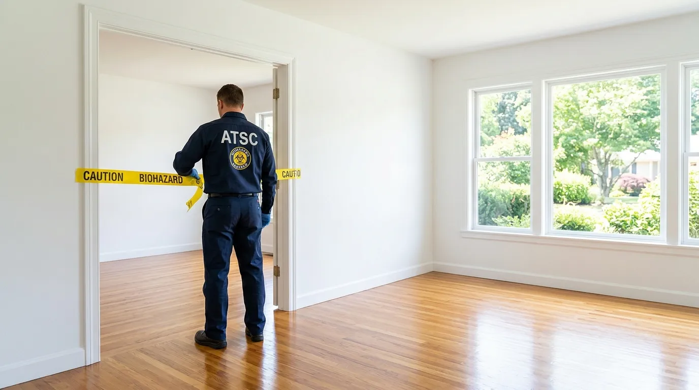 Certified biohazard cleanup crew performing Decomposition Cleanup in Hillandale